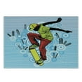 thumbnail image 3 of Youth Cutting Board, Teenager Playing Skateboard on Street with Abstract City Background Circles Buildings, Decorative Tempered Glass Cutting and Serving Board, Small Size, Multicolor, by Ambesonne, 3 of 5