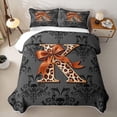 thumbnail image 2 of jejeloiu Leopard Print Monogrammed K Twin Quilt Set For Girls,Vintage Damask Art Twin Coverlet Set For Adults,2-Piece, 2 of 7