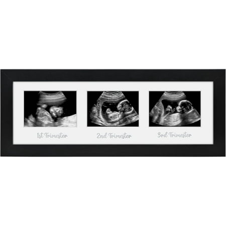 Sonogram Picture Frame with Shatter-Resistant Glass - 15x5 Frame Fits Three 3x4 Sonograms with Interchangeable Mats - Signature Collection - Photo Frames for Tabletop and Wall - Black