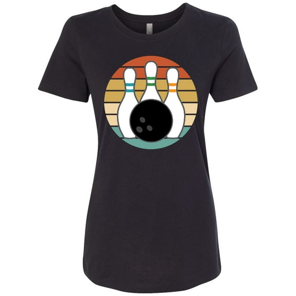Inktastic Bowling Pins Ball Bowler Retro Sunset Women's T-Shirt