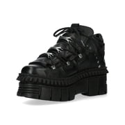 New Rock WALL106-S13 Unisex Black Leather Gothic Boots