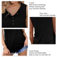 thumbnail image 4 of Camiseta sin mangas para mujer con botones y cuello en V, color puro, chaleco sin mangas de verano que combina fácilmente, 4 of 5