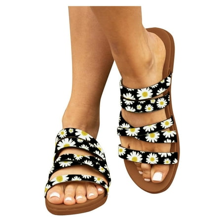 

Cathalem Slippers Shoes Breathable Toe Beach Summer Flat Open Women s Slip-On Sandals Women s sandals Womens Bling Sandals White 7.5