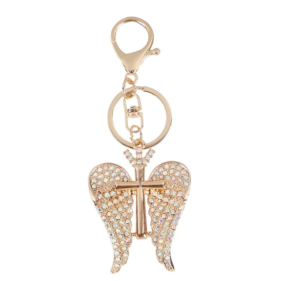 Januofit Luxury Religious Keychain, Gold Dollar Sign, Rhinestone Cross, Angel Wings Cross Keychains for Car, Bag, Key Accessories