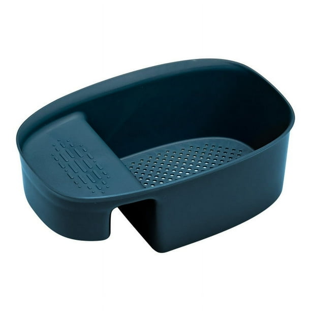 Coladores de Cocina, Coladores de Cocina, Escurridor de Cocina para Verduras, Pasta, Carne y Fruta, Accesorios para Fregadero con Ranuras para Colgar (Azul)