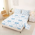 thumbnail image 2 of Erosebridal Cute Blue Bow Queen Sheet Sets for Girls, Polkadot Ribbon Bed Set for Kids, 4 Pieces, 2 of 6