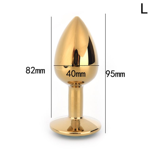 Juguetes sexuales de metal para adultos Tapón anal de acero inoxidable dorado con cristal de diamante para hombres y mujeres Gao Jinjia LED