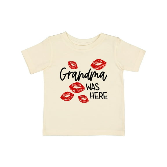 Inktastic Grandma Was Here Red Kisses Boys or Girls Baby T-Shirt
