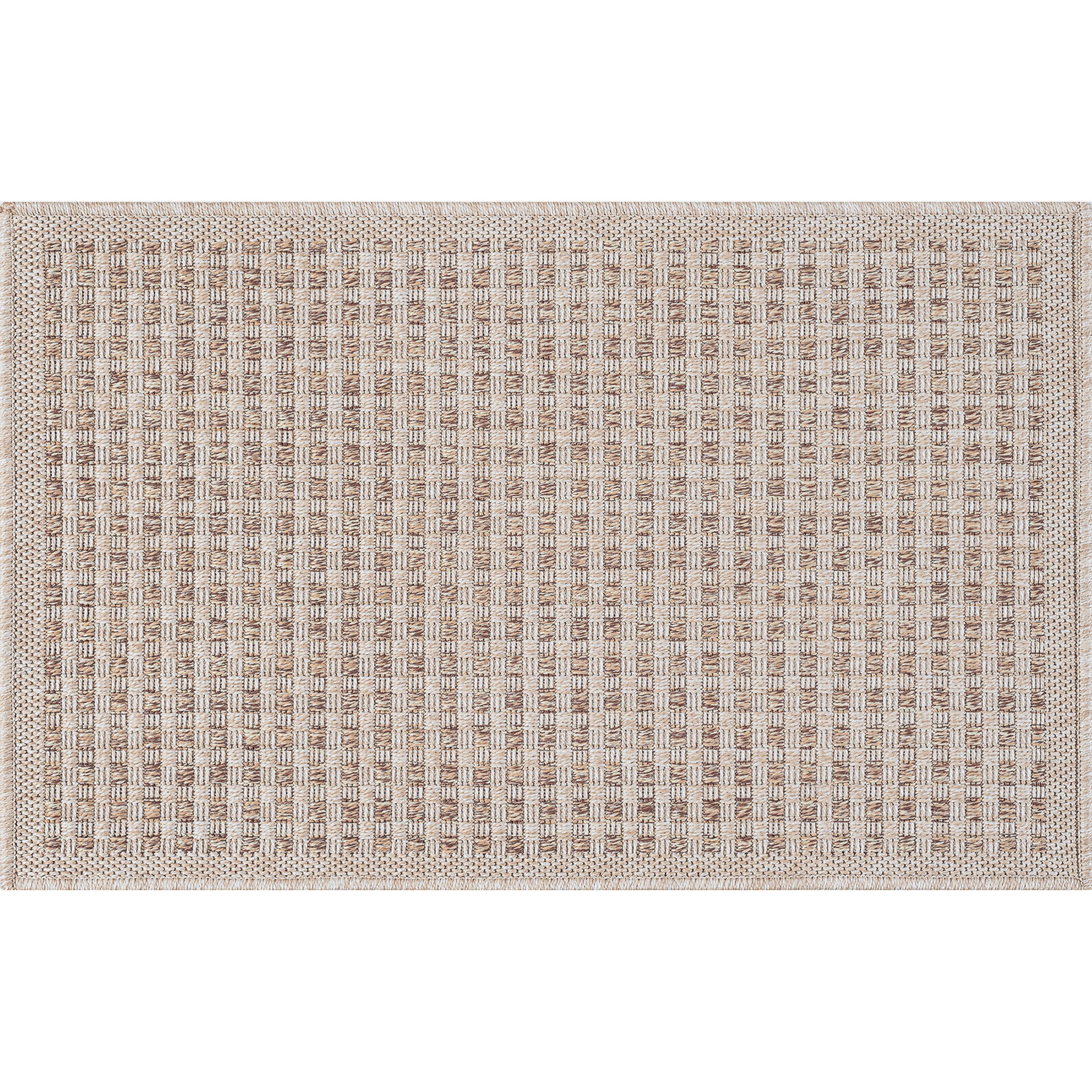 Bliss Rugs Basket Weave Outdoor Indoor Doormat Low-Profile Floor Mat for Patio, Entrance, Front Door | Cream, 2' x 3'