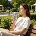thumbnail image 3 of Plastic Tumbler for Cold Drinks, Reusable Coffee Cup with 2-in-1 Lid and Straw, Leak-Resistant Portable Travel Tumbler with Drawstring, Lightweight Cup for Iced Coffee Tea Water Office Home Outdoor, 3 of 5