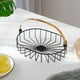 thumbnail image 4 of Estante para frutas, bandeja para dulces de mesa de centro, estante de 2 niveles para aperitivos en el salón, estructura plegable de metal con base de madera, ideal para zonas de mucho, 4 of 8