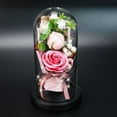 thumbnail image 3 of [Big Clear!]A bouquet of Wrapped Soap Roses with LED Fairy light String In Glass Dome Valentine‘s Day Thanksgiving Mother‘s Day Christmas Girl Birthday Gift, 3 of 5