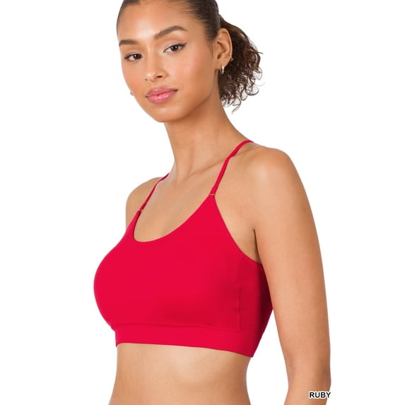 TheLovely Women & Plus Seamless Bralette Cross-Back Padded Sports Bras with Adjustable Strap