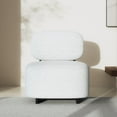 thumbnail image 7 of BELLEZE Modern Sherpa Accent Chair with Rubber Wood Base, Upholstered Bouclé Lounge Chair, Low-Profile Single Sofa Chair with Flat Backrest, Cozy Living Room or Bedroom Chair, White, 7 of 7
