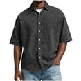 thumbnail image 6 of RongHuan Button Down Shirts for Men Casual Short Sleeve Cotton Shirt Summer Beach Outdoor Tops with Pocket, 6 of 8