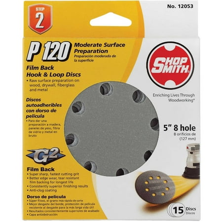 

Gator 5 In. 120-Grit 8-Hole Pattern Vented Sanding Disc with Hook & Loop Backing (15-Pack)