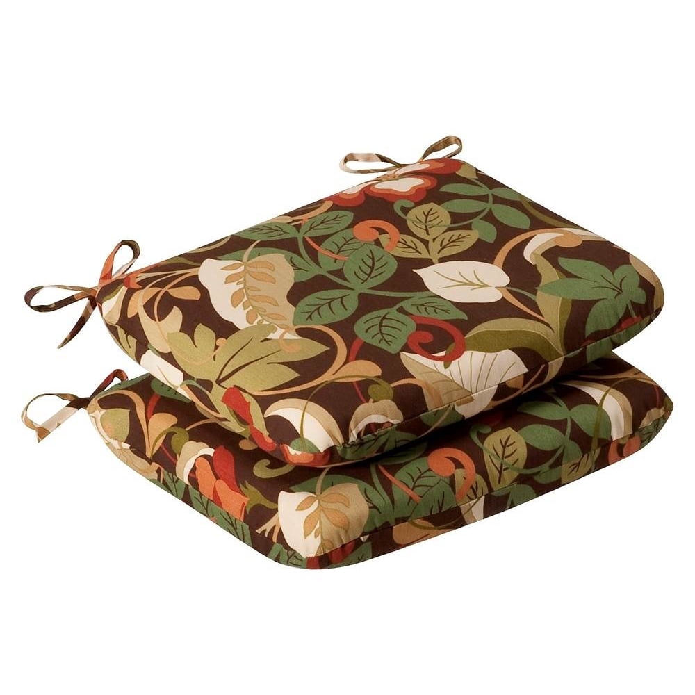 Outdoor Tropical Seat Cushion in Multicolor Set of 2