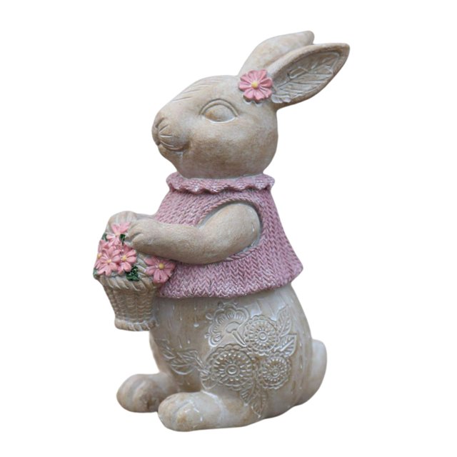jifeng Vintage Rabbit Animal Statue Sculpture Photo Props Standing Pink