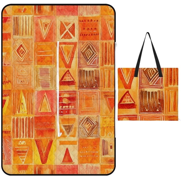 Bohemian Color Picnic Blanket Waterproof Outdoor Beach Blanket Hand-held Pad Suitable for Travel, Camping, Beach, Family Gatherings