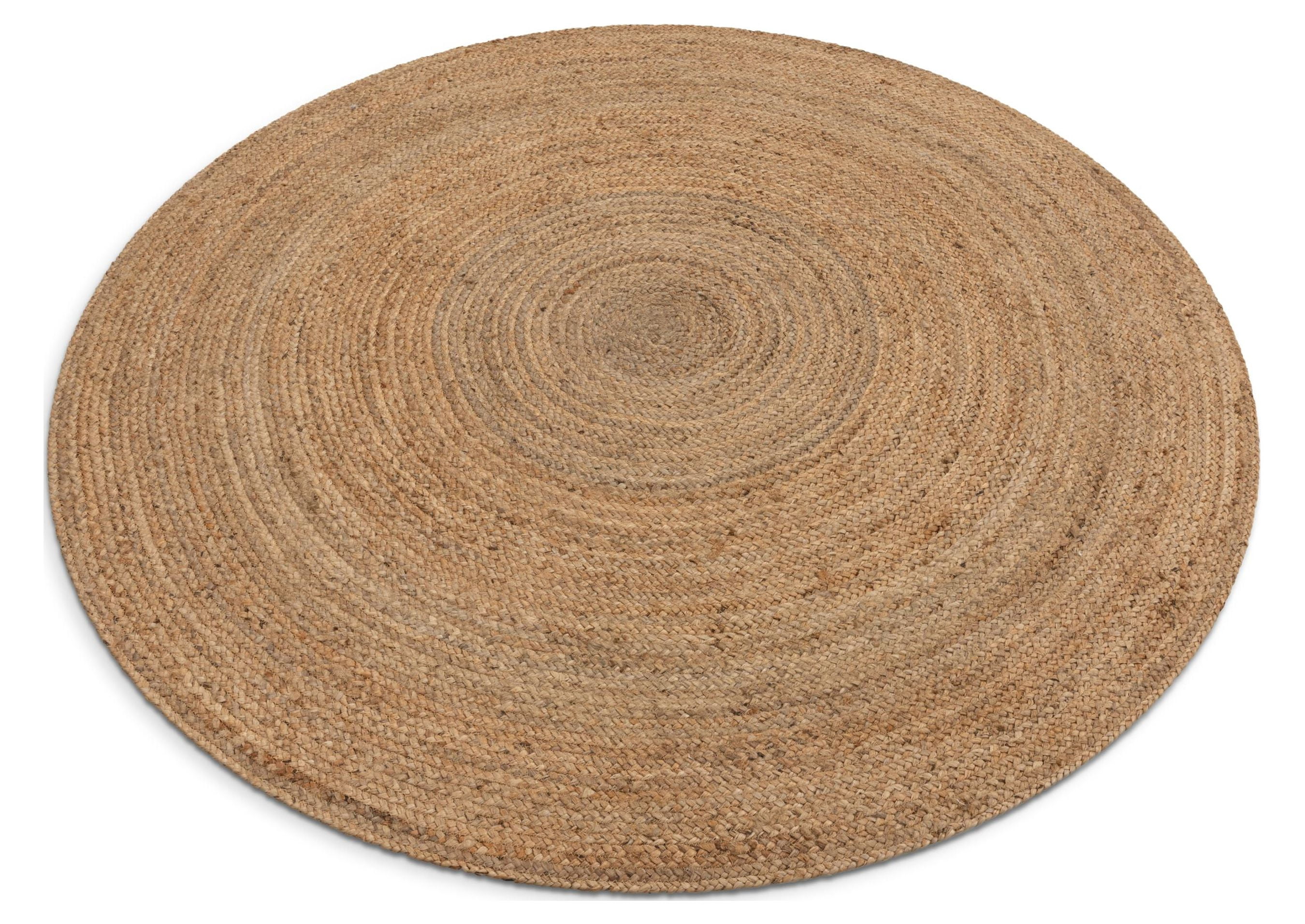 Well Woven Brielle Larissa Farmhouse Solid Pattern Natural Color Hand-Braided Basket Weave Jute 4' Round Area Rug