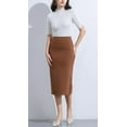 thumbnail image 2 of Women’s Classic Below Knee Pencil Skirt Stretch Line Midi Skirt of Business Casual Outfits, 2 of 6
