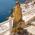 thumbnail image 4 of Jiueut Crane Bird Mountain Print Sleeveless Linen Look Maxi Dress for Women with Pockets, Loose Fit Flowy Summer Sundress Crewneck Casual Beach Vacation Dress, 4XL, 4 of 7