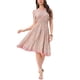 thumbnail image 2 of Vestido de verano floral para mujer INSPIRE CHIC con cuello de volantes, cintura fruncida y mangas cortas en color beige, 2 of 5