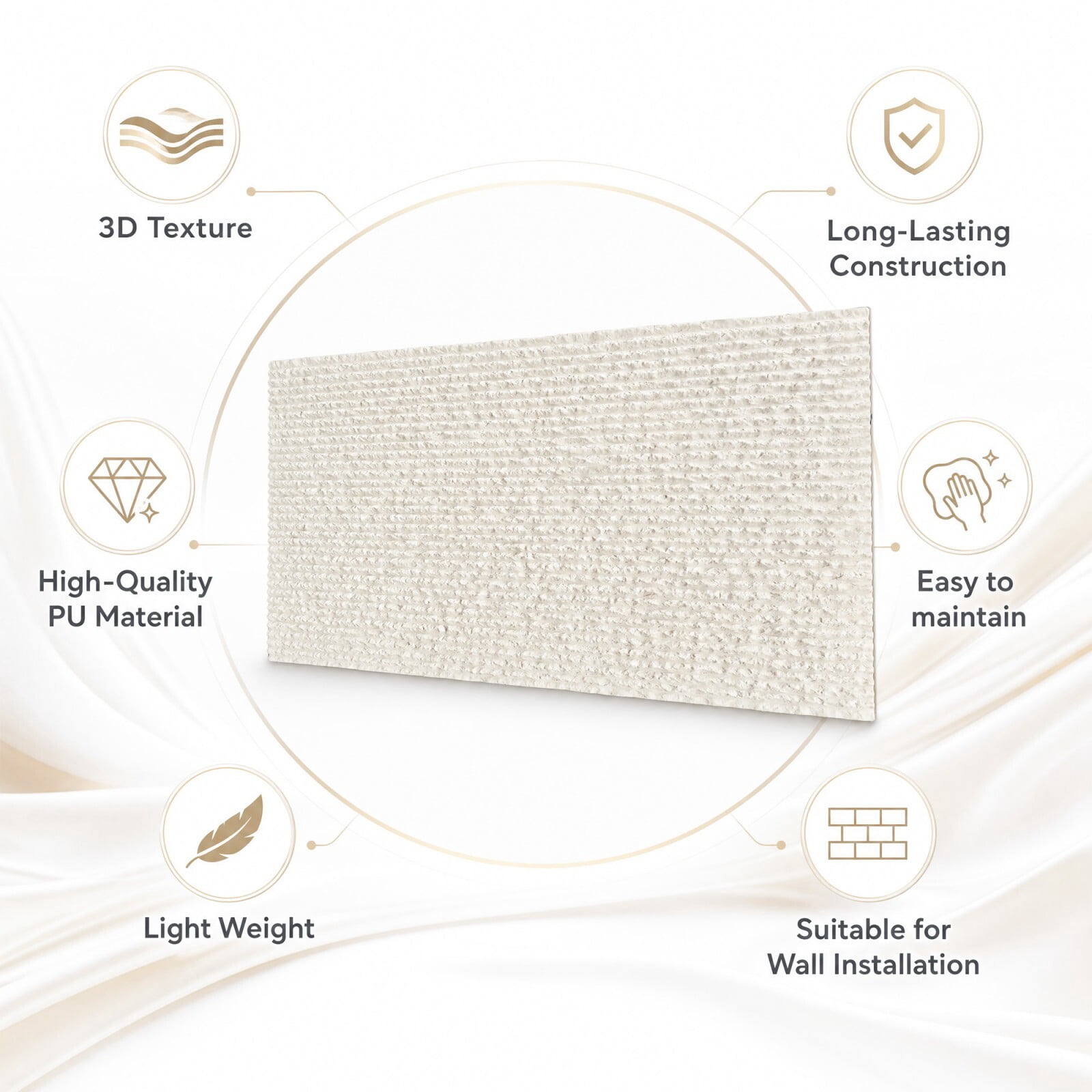 Plank & Hue 4Pcs 48"x24" 3D Faux Stone Wall Panels, Imitation Stone Wall Décor Wainscot Panel Board for Interior Accent Walls, Ivory White
