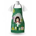 thumbnail image 3 of Science Party Apron, Image of Mad Scientist Holding Smoke Puffs from Test Tubes, Unisex Kitchen Bib with Adjustable Neck for Cooking Gardening, Adult Size, Laurel Green, by Ambesonne, 3 of 4