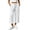 White, variant on TEAJOPSUU Women's Cotton Blend Capri Pants Drawstring Elastic Waist Cropped Wide Leg Pants Decorative Side Buttons for Casual Everyday Loungewear Gray