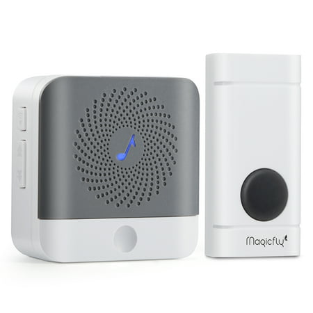 - Magicfly Mini Wireless Door Chimes Bell Kit Doorbell Kits 1 Remote Button 1 Plug-in Receivers 500 feet Range 52 Chimes