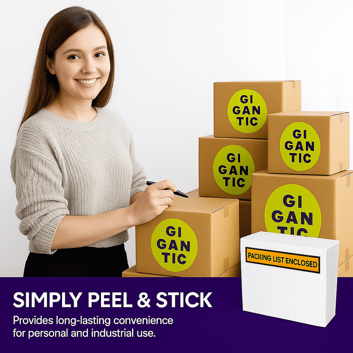 Packing List Enclosed Poly Envelopes, Self-Adhesive, 4.5 X 5.5", Printed -PLE, 500 Count