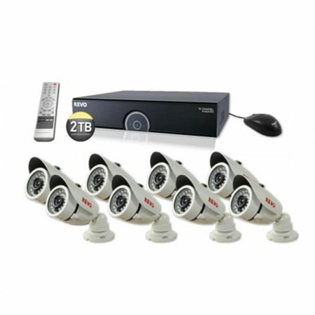 Revo America R165B8I-2T 16-Channel 2TB 960H DVR Surveillance System With 8 1200TVL 100 ft. Night Vision Cameras