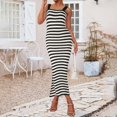 thumbnail image 6 of XIAOCHA Women's Striped Ribbed Gown Bodycon Slit Spaghetti Strap Square Neck Maxi Dress Stretchy Chic Casual Dresses, 6 of 8
