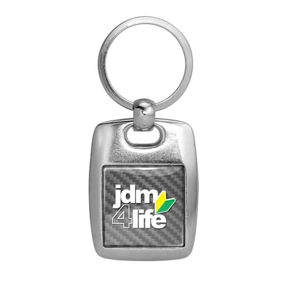 iPick Image for JDM JDM-for-Life Silver Carbon Fiber Backing Brush Metal Key Chain, Official Licensed