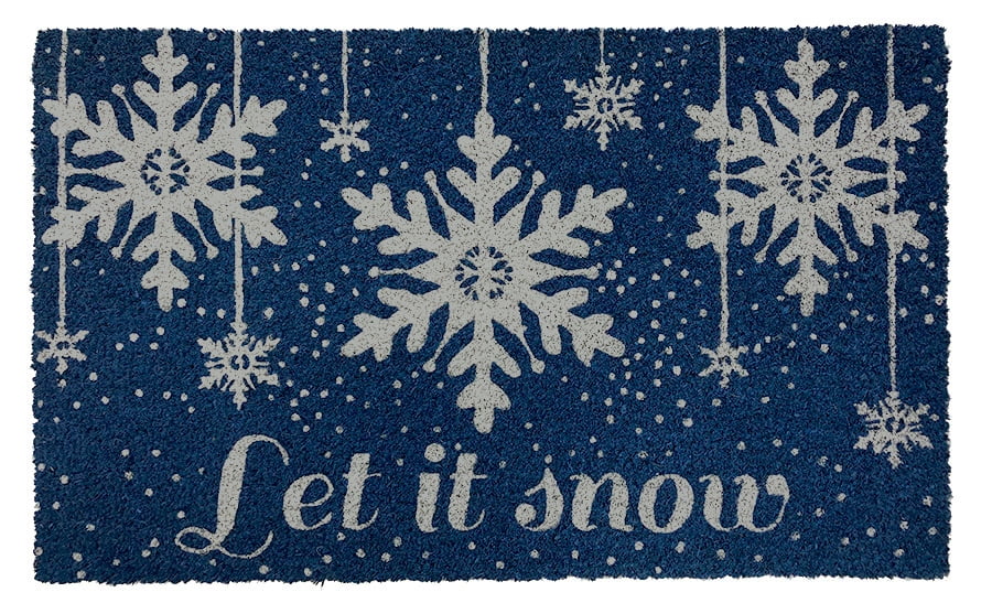 Let It Snow Winter Coir Doormat Natural Fiber Snowflakes 18" x 30