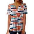 thumbnail image 2 of Jacenvly Summer and Fall Tops for Women Crew Neck T Shirt Comfortable Misses Elegant Casual Print Crewneck Loose Short Sleeve T-Shirt Top Blouse Pullover, 2 of 5
