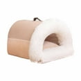 thumbnail image 4 of Nido para gatos semicerrado, cama para gatos, cueva, Otoño Invierno, relajante, cómoda para dormir, autocalentamiento para gatitos y cachorros , Café Grande, 4 of 8