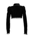 thumbnail image 4 of APEXFWDT Women's Vintage Cropped Shrug Open Front Long Sleeve Fringe Bolero Cardigan Stand Collar Bolero Shrug Crop Cardigan, 4 of 7