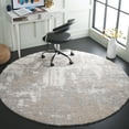thumbnail image 2 of SAFAVIEH Lindsay Alexis Distressed Polyester Shag Area Rug, Grey/Ivory Beige, 6'7" x 6'7" Round, 2 of 9