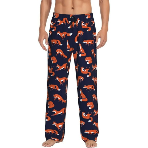 Daiia Foxes In Different Poses Men's Sleep Pant with Pockets and Drawstring,Pajama Pants-Medium