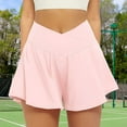 thumbnail image 2 of Comdrip Running Shorts for Women, Ladies' Butterfly Shorts with Pocket Sports Shorts 2 in 1 Elegant Running Shorts Casual Shorts Ruffle Shorts Women Light Pink M, 2 of 5