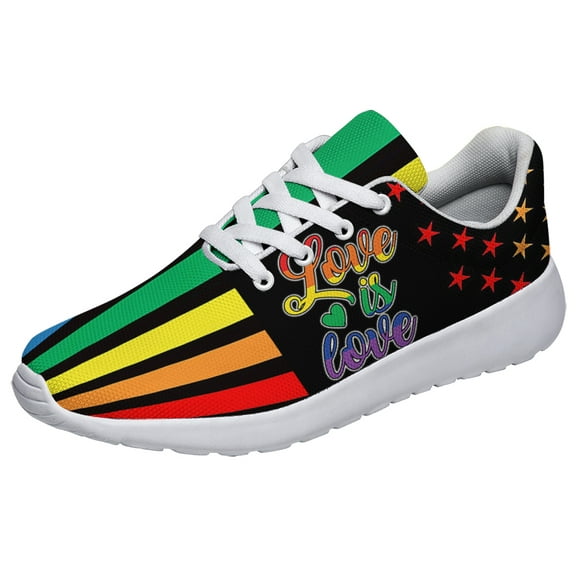 Unisex Rainbow Sneakers, LGBT Shoes for Men Women Lightweight Breathable Running Shoes White Size 3.5