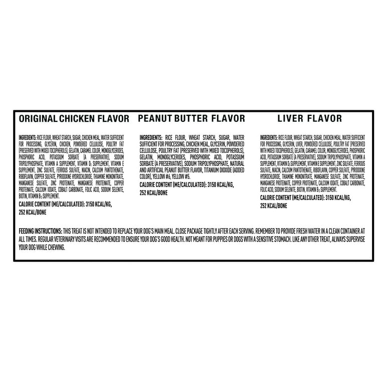 Ol Roy Munchy Bones Dog Treats Value Pack Chicken Liver Peanut Butter 60 oz 21 Count