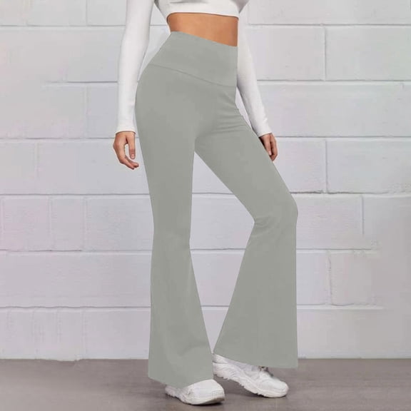 Fanxing Women's Flare Leggings Athletic Casual Business Yoga Work Pants High Waist Tummy Control Bootcut Toursers Gray M