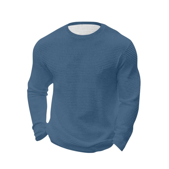 Lenpel Men's Big and Tall Shirts Long Sleeve Crew Neck Plus Size Textured Knit T-Shirts Loose Casual Basic Tees