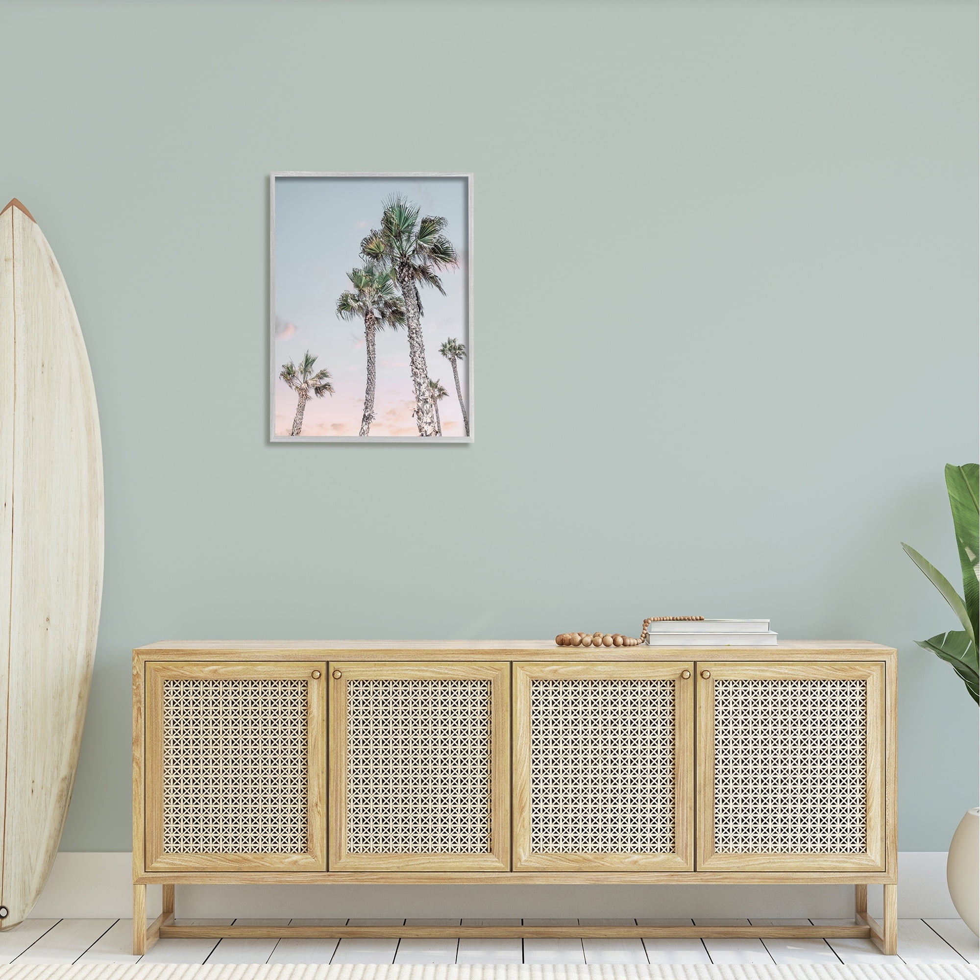 Stupell Industries Tall Tropical Palm Trees Clear Sunset Sky Photograph Gray Framed Art Print Wall Art, Design by Natalie Carpentieri