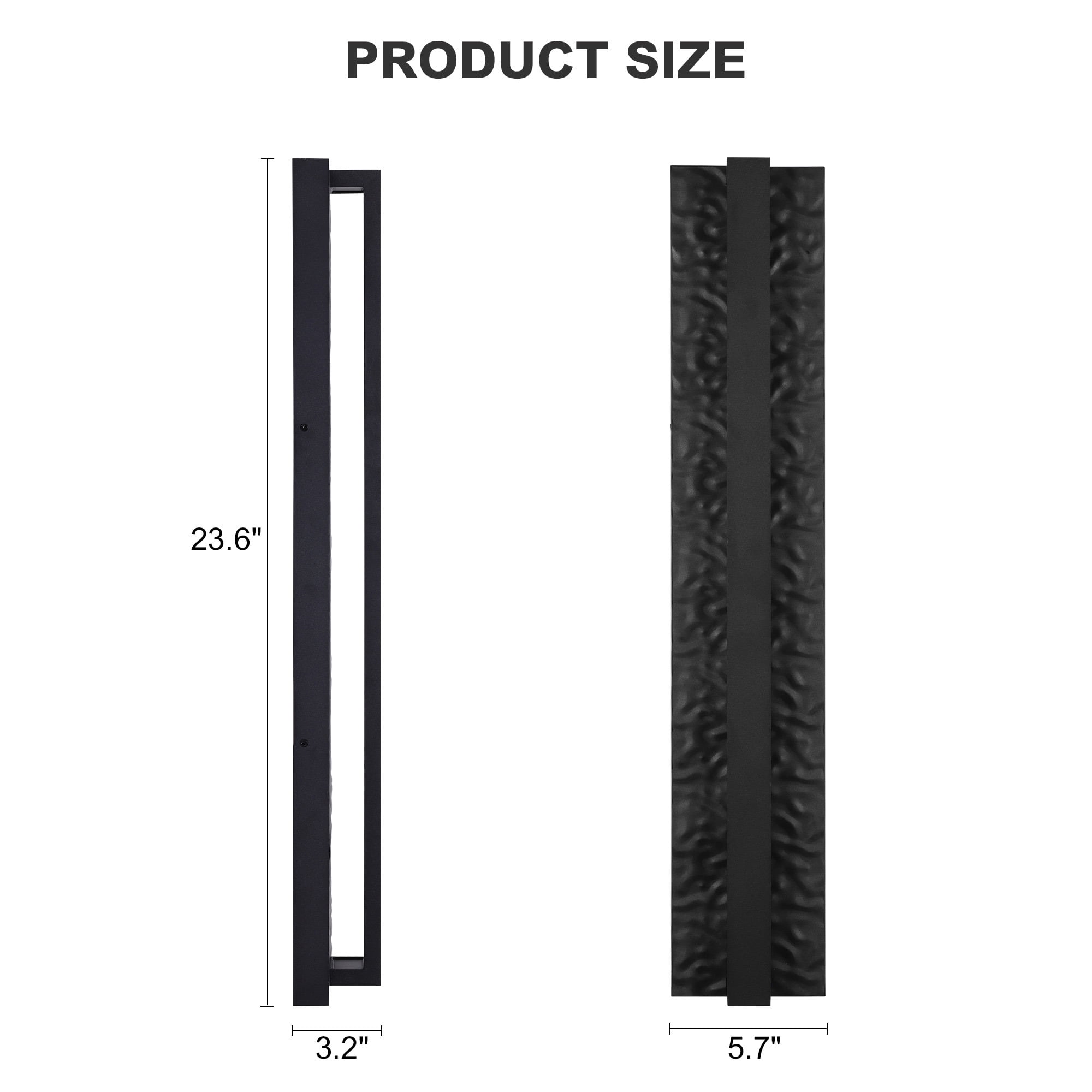 23.6in Long Outdoor Modern LED Wall Lights, Hammered Wrought Iron and Aluminum, 3000K Linear Exterior Lighting Fixtures Wall Mount Waterproof Outside Sconce for House Porch Patio Garage