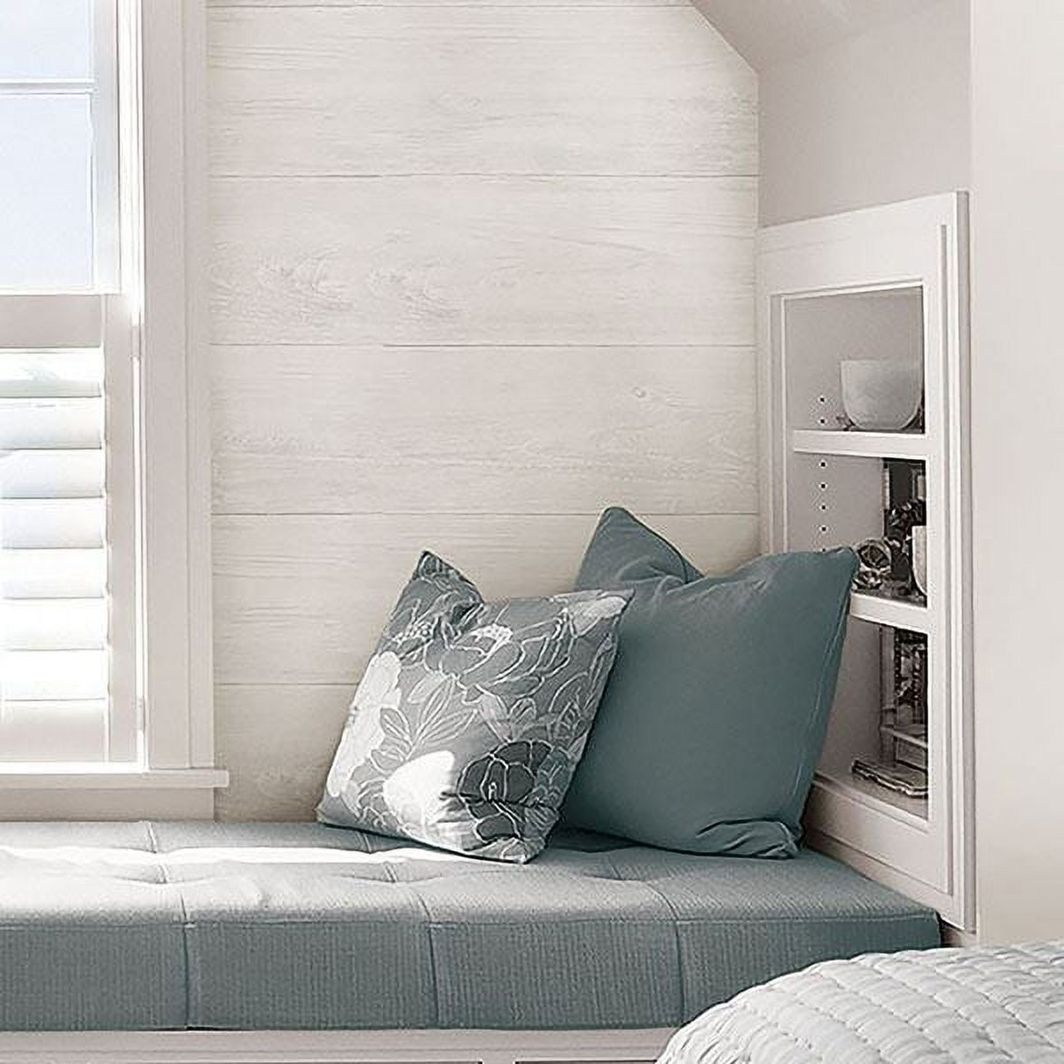 NuWallpaper Reclaimed Shiplap Raised Ink Vinyl Peel And Stick Wallpaper, 216-in by 20.5-in, 30.75 Sq. ft. 1 count