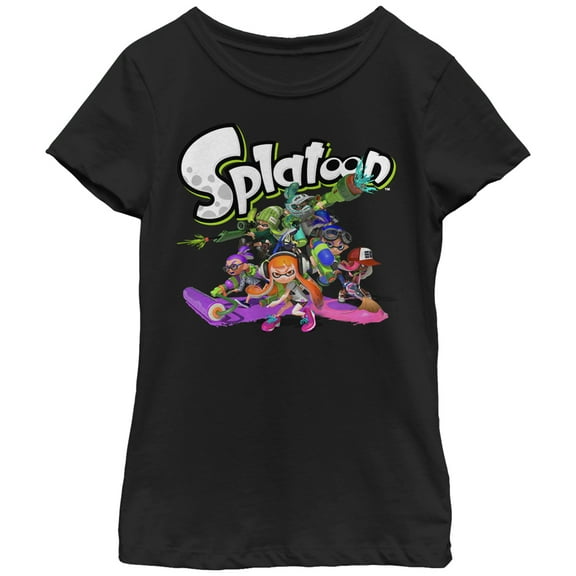 Girl's Nintendo Splatoon Inkling Heroes  Graphic Tee Black X Large